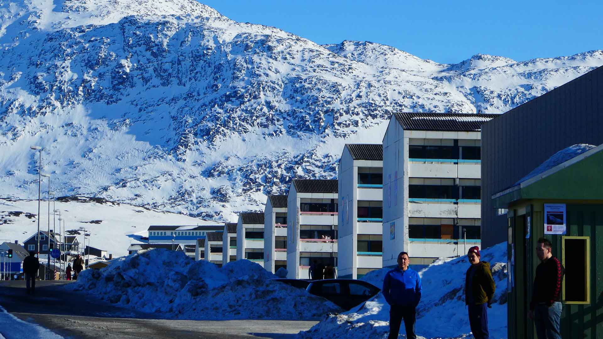 Buildings in Nuuk in wintertime, Arctic Hub, Greenland research